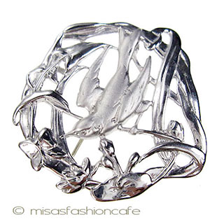 （画像用） Sterling925 銀製　鳥 ブローチ兼ペンダント