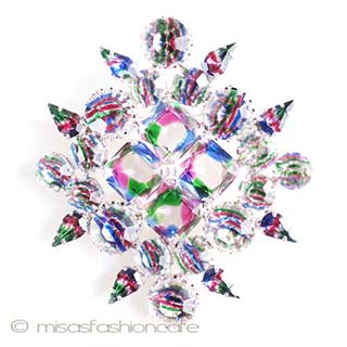 （画像用） チェコ製　刻印　ブローチ アイリス　クリスタル