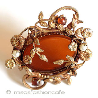 （画像用） アンティーク　ブローチ パール・フローラル