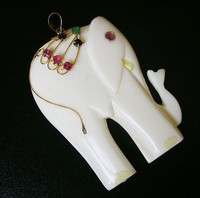 （画像用） 14K ルビー/サファイア エメラルド象牙ペンダント