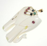 （画像用） 14K ルビー/サファイア エメラルド象牙ペンダント