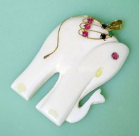 （画像用） 14K ルビー/サファイア エメラルド象牙ペンダント