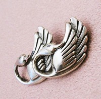 （画像用） スターリングシルバー 2羽の白鳥ブローチ