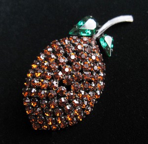 （画像用） オーストリア製ブローチ クリスタルのレモン　