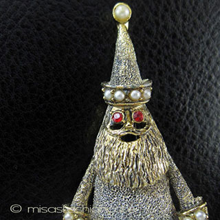 （画像用） Hollycraft刻印 ブローチ　 パールRS　サンタ