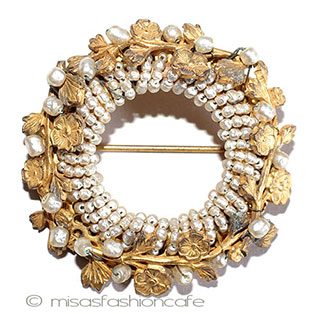 （画像用） ミリアムハスケル　お花 バロックパール ブローチ