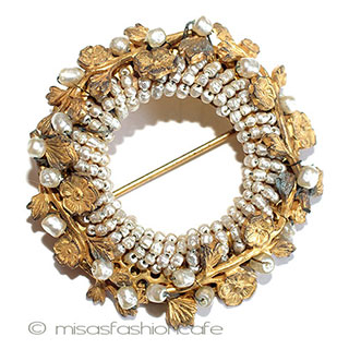 （画像用） ミリアムハスケル　お花 バロックパール ブローチ