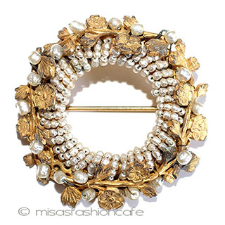 （画像用） ミリアムハスケル　お花 バロックパール ブローチ