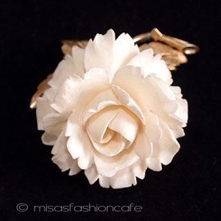 （画像用） 本象牙　アイボリー ローズ　ブローチ