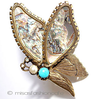 （画像用） Original by Robert　 天然シェル蝶 ブローチ