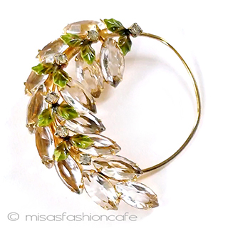 （画像用） ガラス＆エナメルの葉 Julianaリースブローチ