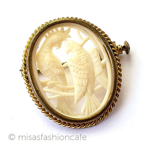 （画像用） フランス製　透かし鳥 アンティークジュエリー