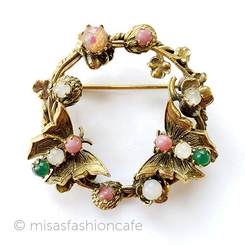 （画像用） Original By Robert 蝶と花リースブローチ