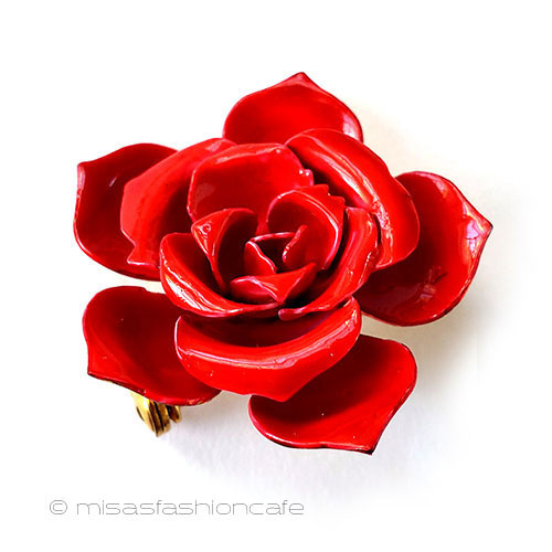 （画像用） Original By Robert 赤い薔薇の花ブローチ