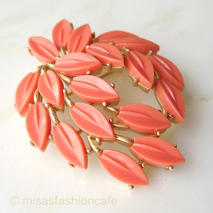 （画像用） クラウントリファリ Trifari コーラルリーフ ブローチ