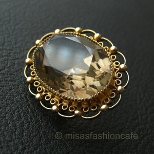 （画像用） 12K GE 天然トパーズ 豪華ペンダント兼ブローチ