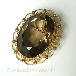 （画像用） 12K GE 天然トパーズ 豪華ペンダント兼ブローチ