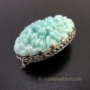 （画像用） チェコ製 ガラス フローラル ブローチ