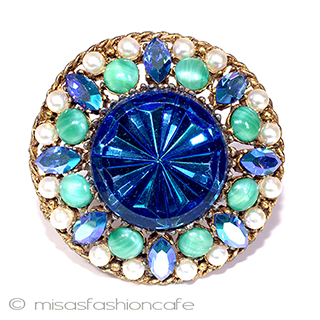 （画像用） Regencyリージェンシー パール＆ガラスブローチ