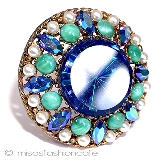 （画像用） Regencyリージェンシー パール＆ガラスブローチ