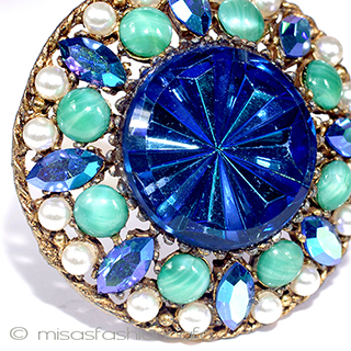 （画像用） Regencyリージェンシー パール＆ガラスブローチ