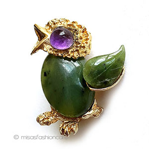 （画像用） SWOBODA　天然石の鳥 天然石ヒスイ・アメジスト