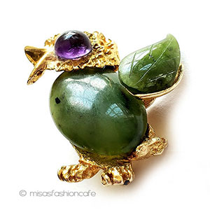 （画像用） SWOBODA　天然石の鳥 天然石ヒスイ・アメジスト