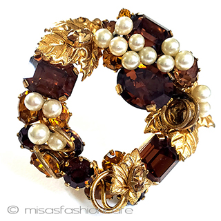 （画像用） Austriaオーストリア刻印 RSパール葡萄ブローチ