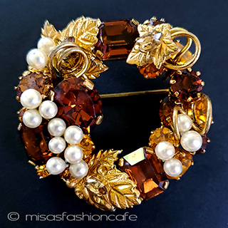 （画像用） Austriaオーストリア刻印 RSパール葡萄ブローチ