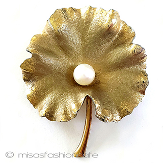 （画像用） Krementz真珠ブローチ 14Kgf　ハゴロモ草