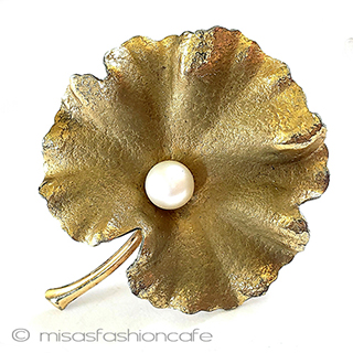 （画像用） Krementz真珠ブローチ 14Kgf　ハゴロモ草