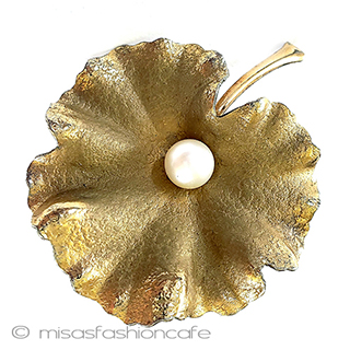 （画像用） Krementz真珠ブローチ 14Kgf　ハゴロモ草