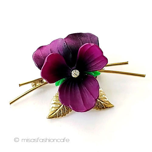 （画像用） ヴィンテージアクセサリー パンジーすみれ花ブローチ