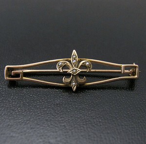 （画像用） アンティークブローチ 10K刻印　真珠１０金