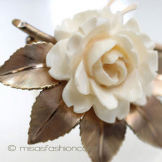 （画像用） 象牙アイボリー 12Kgf Winardローズブローチ