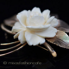 （画像用） 象牙アイボリー 12Kgf Winardローズブローチ