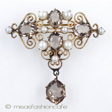 （画像用） 本真珠・天然石・12Kgf アンティーク ブローチ