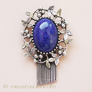 （画像用） Goldette ブローチ 　ラピス＆フリンジ
