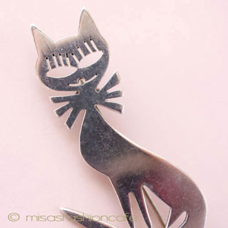 （画像用） スターリングシルバー 　猫ねこ　ブローチ