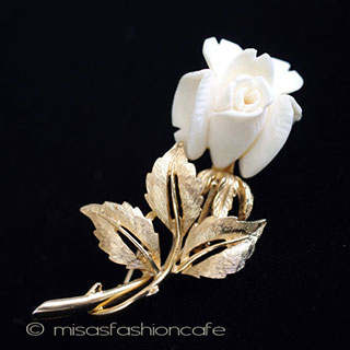 （画像用） 本象牙　アイボリー ローズ　ブローチ