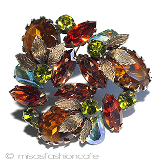 （画像用） ヴィンテージブローチ Regency　ガラス＆葉