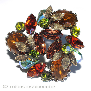 （画像用） ヴィンテージブローチ Regency　ガラス＆葉