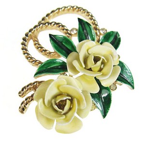 （画像用） クラウンTrifari　 　ローズ・ブローチ