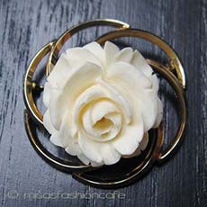 （画像用） 象牙アイボリー 12Kgf ローズ　ブローチ