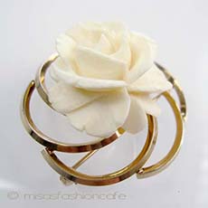 （画像用） 象牙アイボリー 12Kgf ローズ　ブローチ