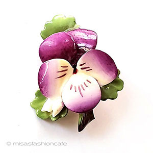 （画像用） パンジー・すみれの花 英国製　ポーセリン