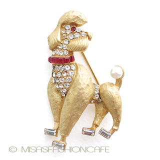 （画像用） プードル　ブローチ 　ビジュー＆パール