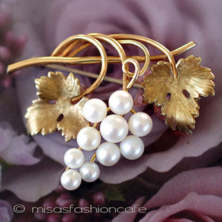 （画像用） 本真珠の葡萄　14Kgf Ｋｒｅｍｅｎｔｚ　ブローチ