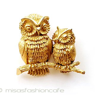 （画像用） アンティークジュエリー トリファリ　ふくろう親子