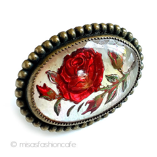 （画像用） アンティークジュエリー ローズのお花　ブローチ